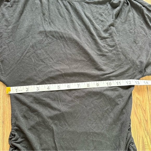 AllSaints Natalie Slim Fit Gathered Midi Dress Size 4 Black Short Sleeve Stretch - Picture 10 of 11